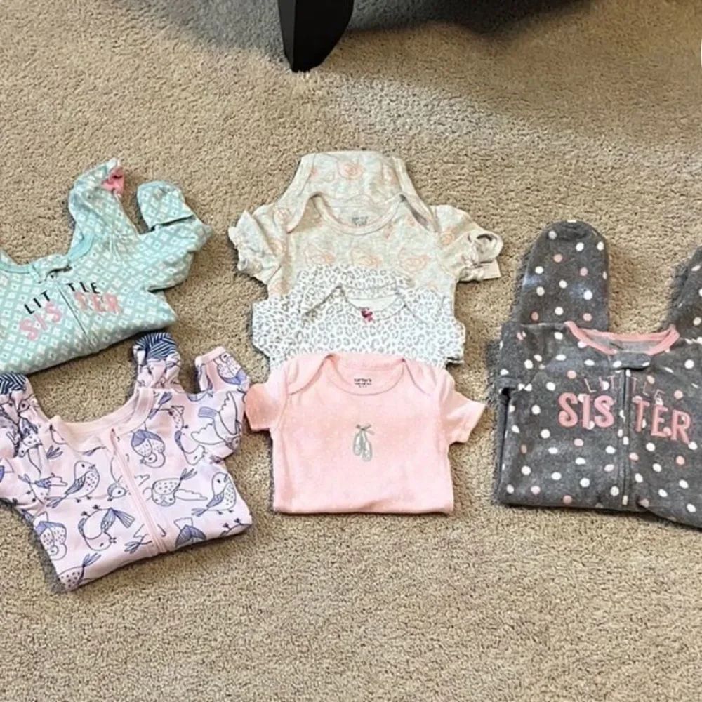 Bundle of Girls Clothes 3 sleepers and 3 Onesies